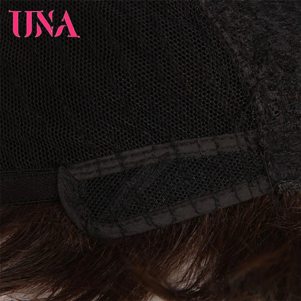 UNA Short Human Hair Wigs For Women Remy Natural Wavy Human Hair Indian Human Hair Wigs Machine Hair Wigs 6"