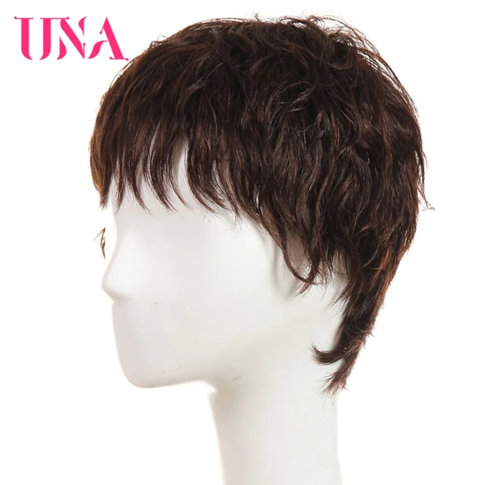 UNA Human Hair Wigs #6383 #2/33 Non-Remy Human Hair 150% Density Brazilian Straight Human Hair Wigs Machine Brazilian Hair Wigs