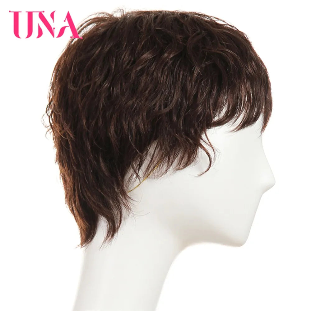 UNA Human Hair Wigs #6383 #2/33 Non-Remy Human Hair 150% Density Brazilian Straight Human Hair Wigs Machine Brazilian Hair Wigs