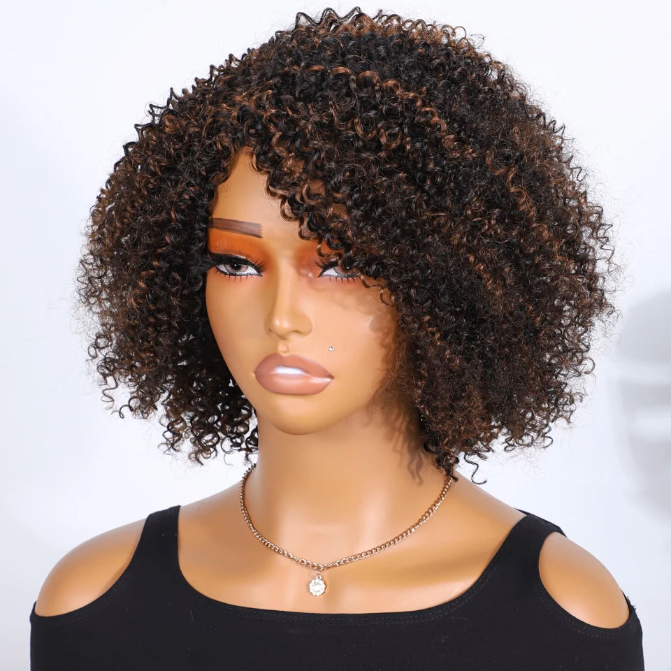 Curly Human Hair Wigs For Women P1B/30 Highlight Remy Brazilian Hair Wigs P4/27/30 Highlight Colored  Jerry Curl Hair Wigs