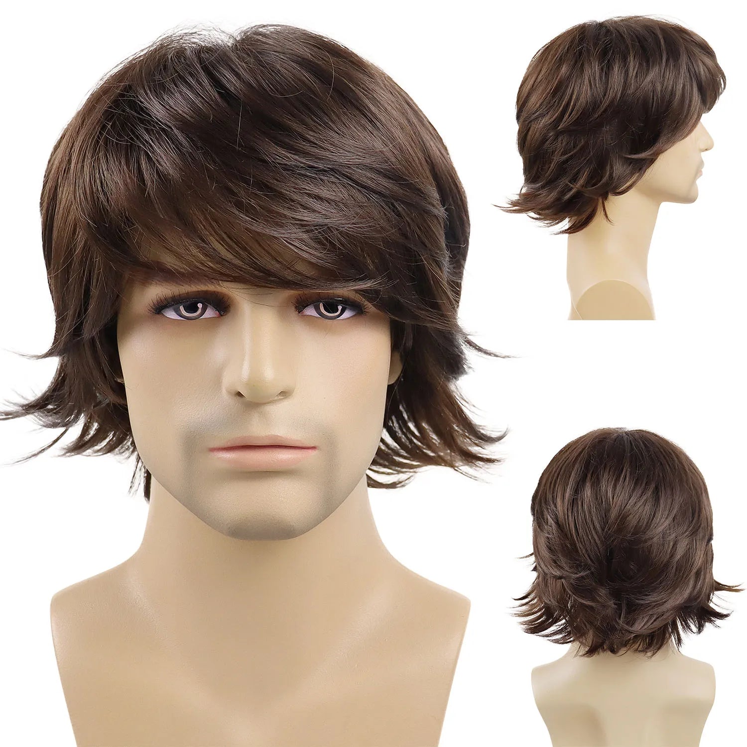 Short Wigs for Men Synthetic Hair Blonde Wig with Bangs Cosplay Wigs Halloween Costume Drag Party Straight Haircuts Roleplay