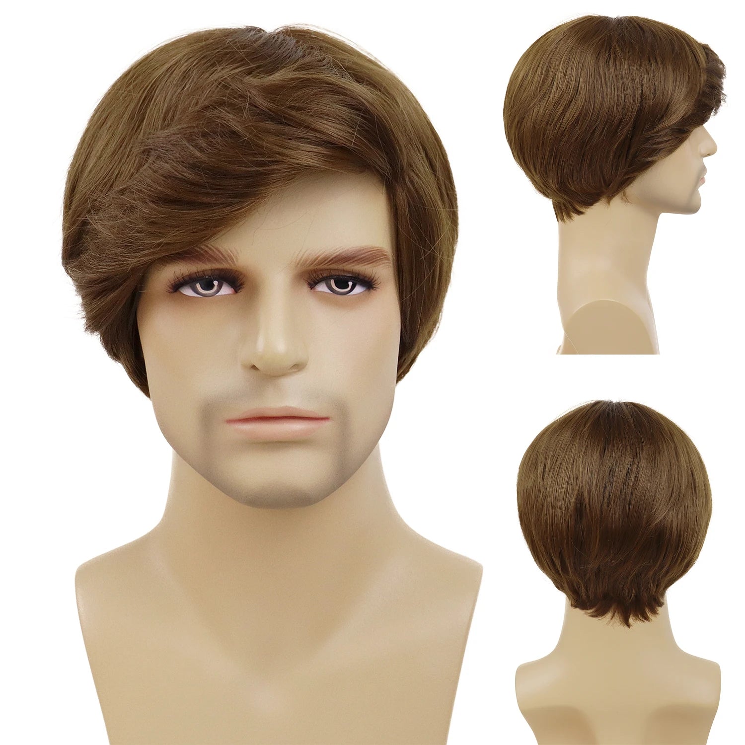 Short Wigs for Men Synthetic Hair Blonde Wig with Bangs Cosplay Wigs Halloween Costume Drag Party Straight Haircuts Roleplay