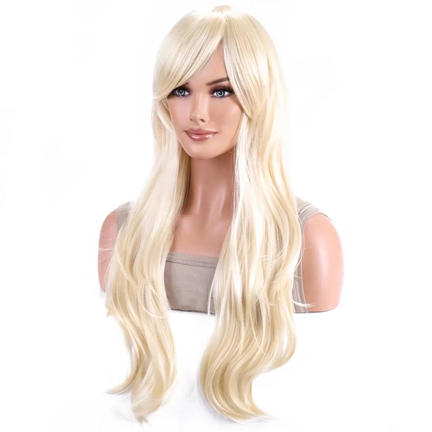Synthetic wig, movie mermaid wig, golden long curly hair, Halloween Cosplay costume wig, women's fashionable daily wig