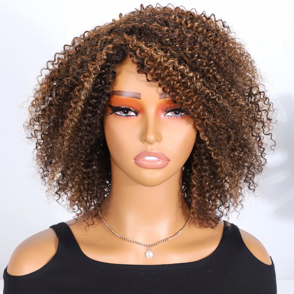 Curly Human Hair Wigs For Women P1B/30 Highlight Remy Brazilian Hair Wigs P4/27/30 Highlight Colored  Jerry Curl Hair Wigs