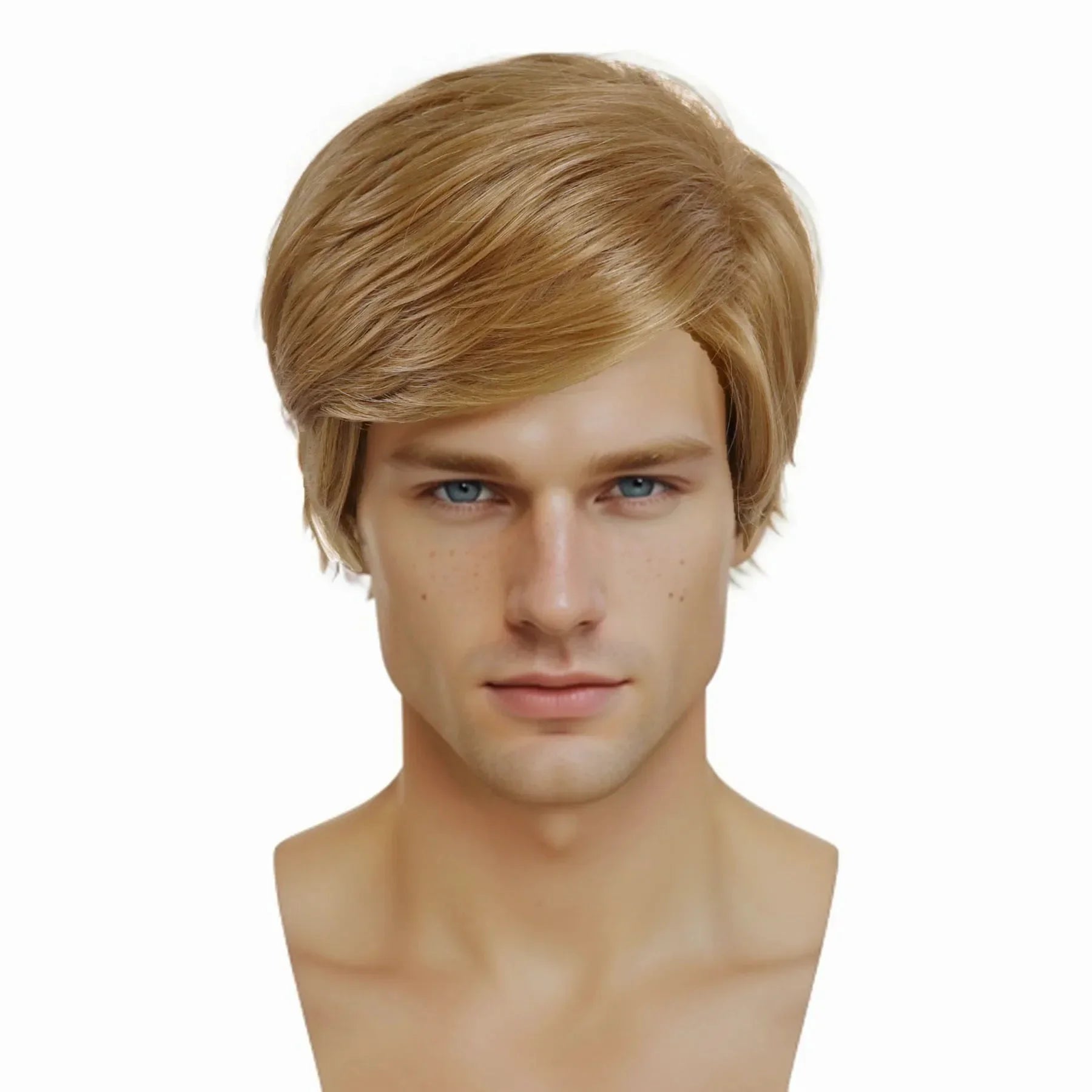 Short Wigs for Men Synthetic Hair Blonde Wig with Bangs Cosplay Wigs Halloween Costume Drag Party Straight Haircuts Roleplay