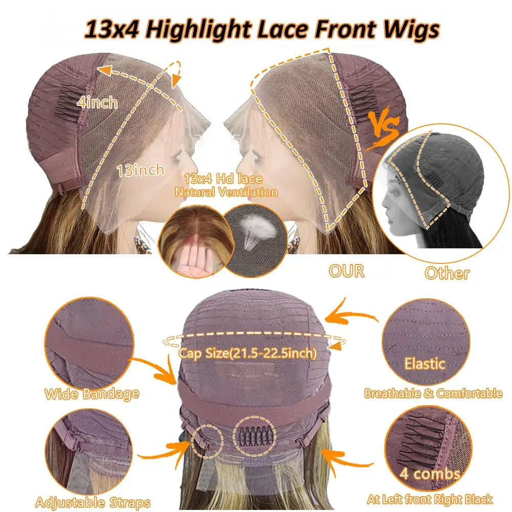 New Human Hair Wigs for Women 13x4 HD Lace Front Wigs Human Hair Straight Brazilian Human Hair Wigs Pre-Plucked Hairline 150%