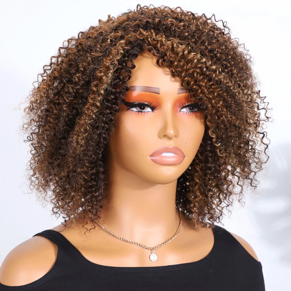 Curly Human Hair Wigs For Women P1B/30 Highlight Remy Brazilian Hair Wigs P4/27/30 Highlight Colored  Jerry Curl Hair Wigs