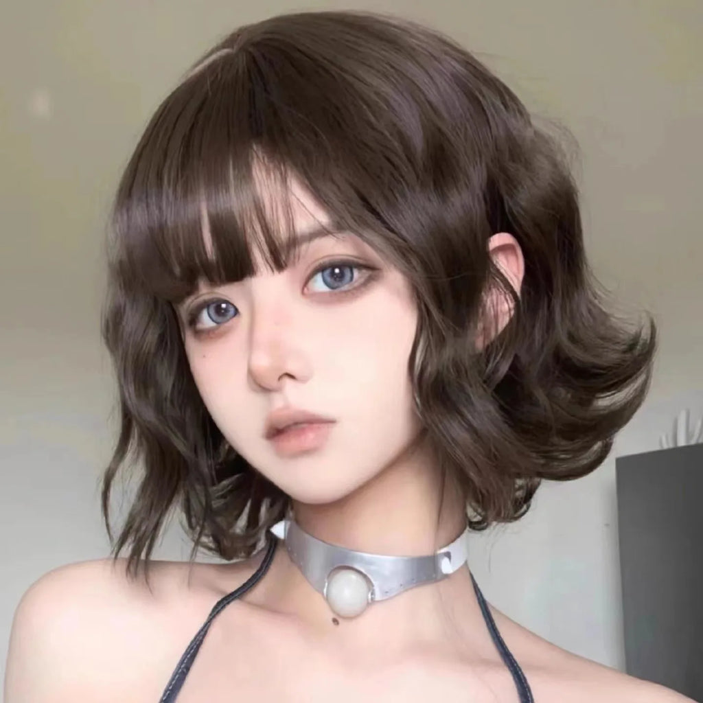 Black Short Curly Hair Wig for Women High Quality Synthetic Natural Big Wave Fashion Ladies Wig