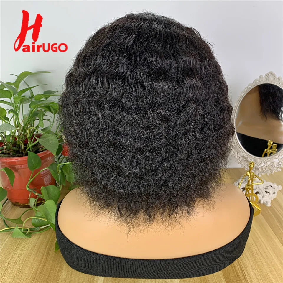Curly 4x1 Lace Human Hair Wigs Deep Wave Glueless Human Hair Wigs Jerry Curly Glueless Fringe Human Hair Wigs HairUGo