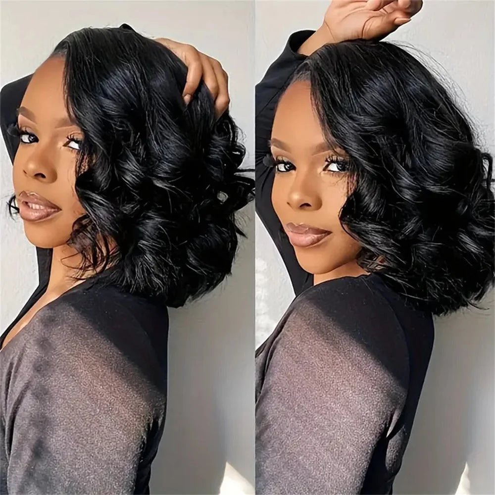 Egg Curl Hair Wigs Bob Transparent Lace Front Human Hair Wigs Pre Plucked Bleached Knots Short Wave Hair Wigs Bob For Women