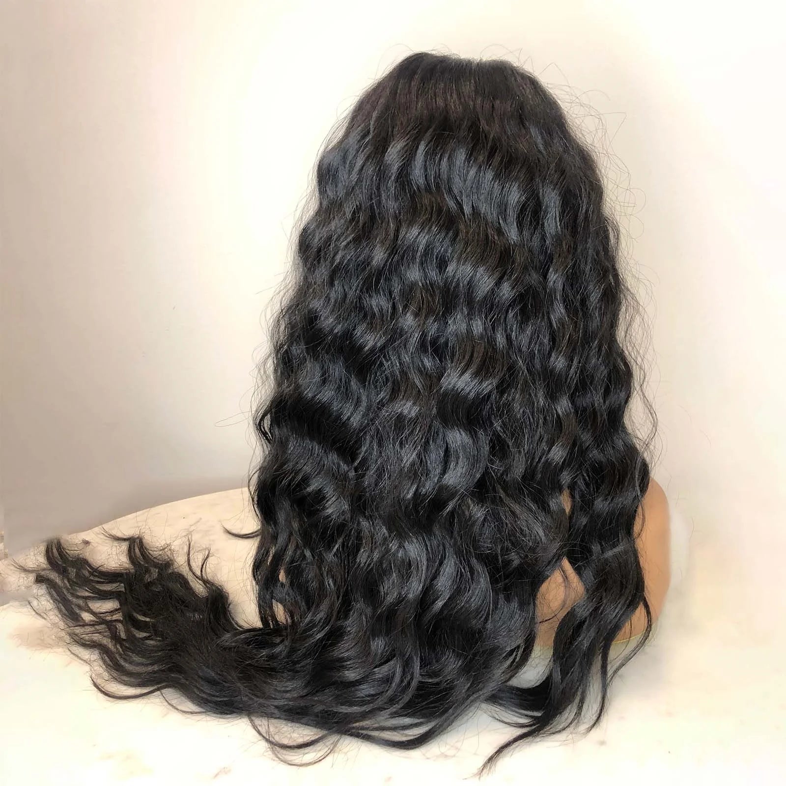 Long Curly Hair Wig for Women Natural Black Wavy Synthetic Wig Middle Part Pre Plucked Hairline 13X4 Lace Front Brunette Wigs