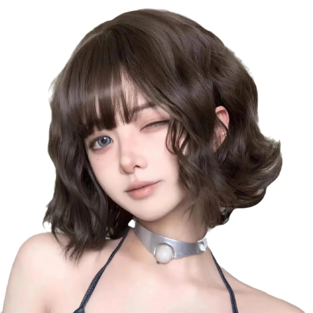 Black Short Curly Hair Wig for Women High Quality Synthetic Natural Big Wave Fashion Ladies Wig