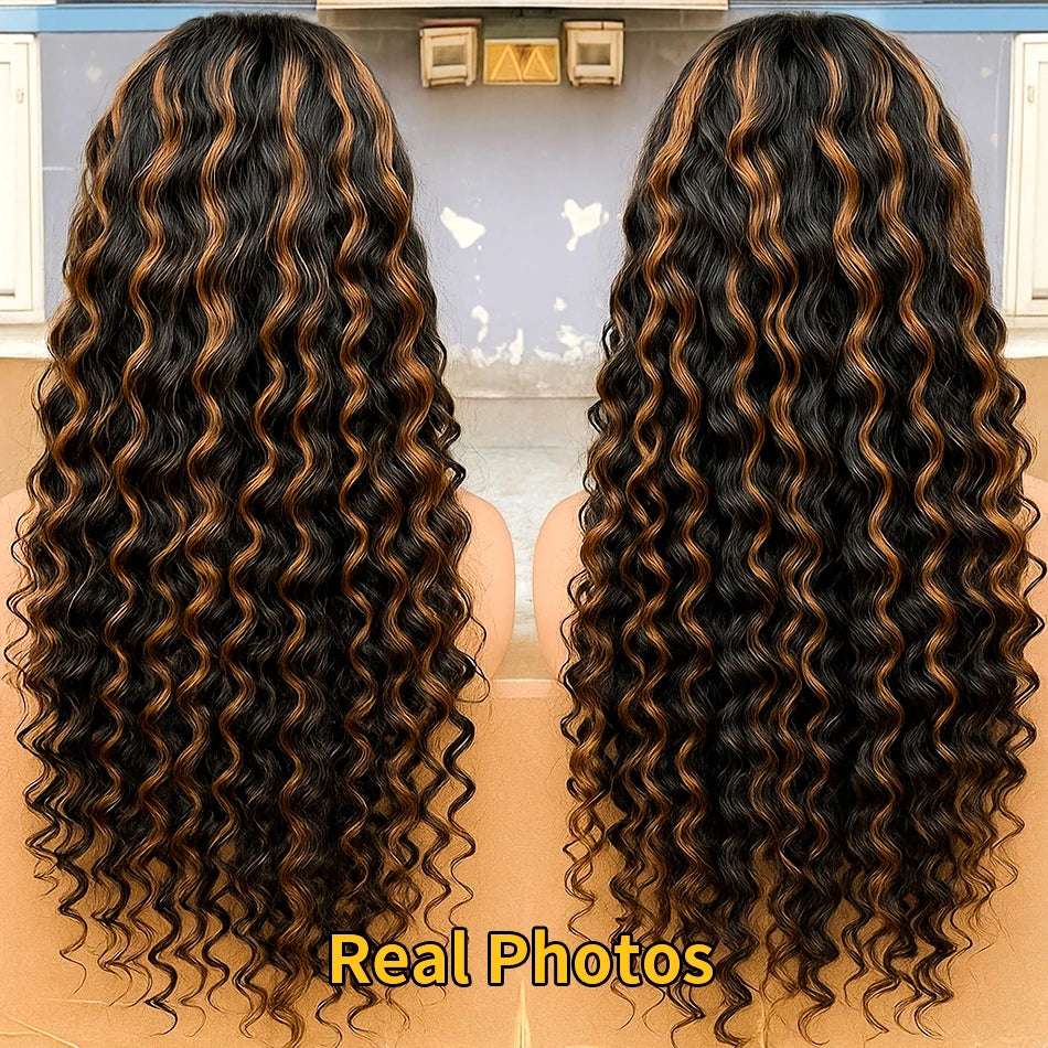 1b30 colored curly half wig human hair wigs wear and go Human Hair Wigs Ready To Wear Ombre Blonde Deep wave human hair Wigs