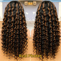 1b30 colored curly half wig human hair wigs wear and go Human Hair Wigs Ready To Wear Ombre Blonde Deep wave human hair Wigs