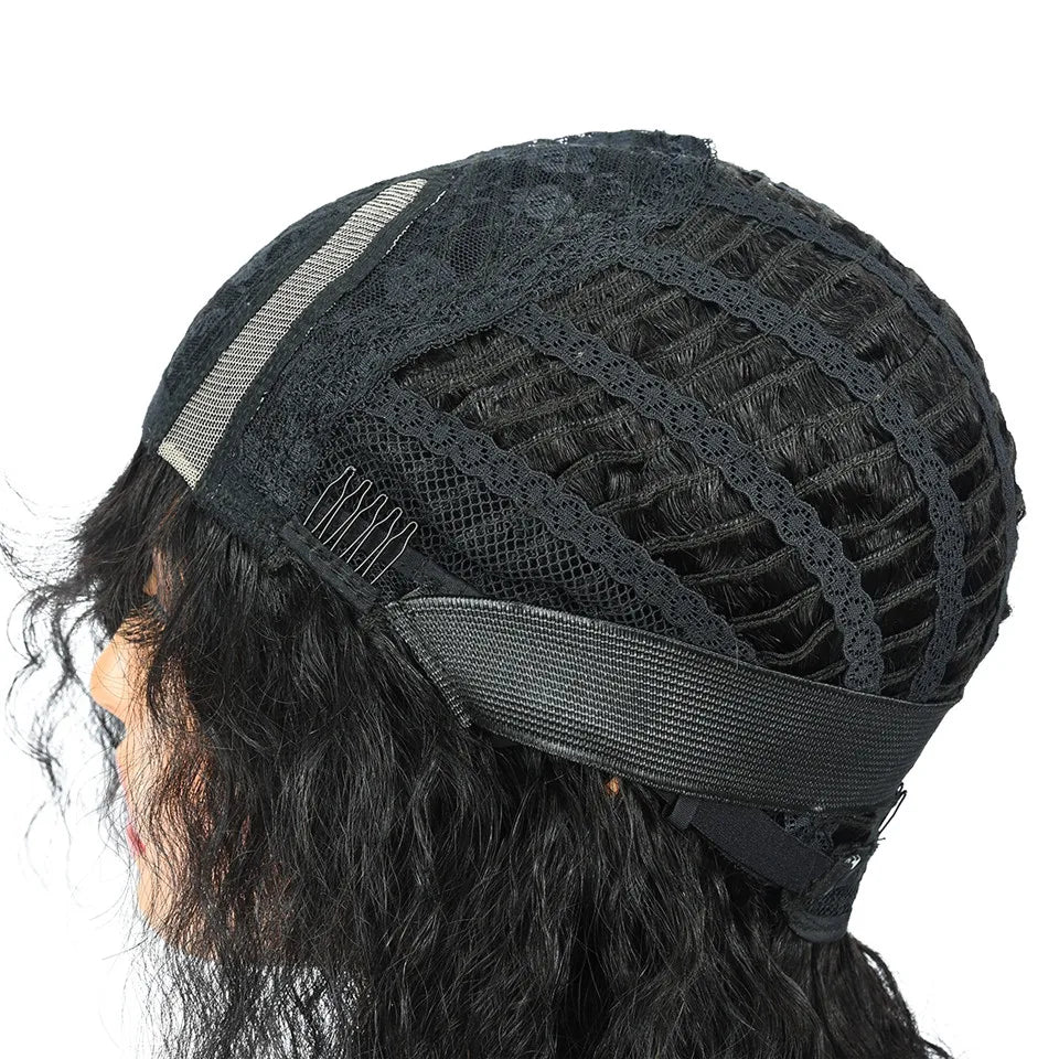 Curly 4x1 Lace Human Hair Wigs Deep Wave Glueless Human Hair Wigs Jerry Curly Glueless Fringe Human Hair Wigs HairUGo