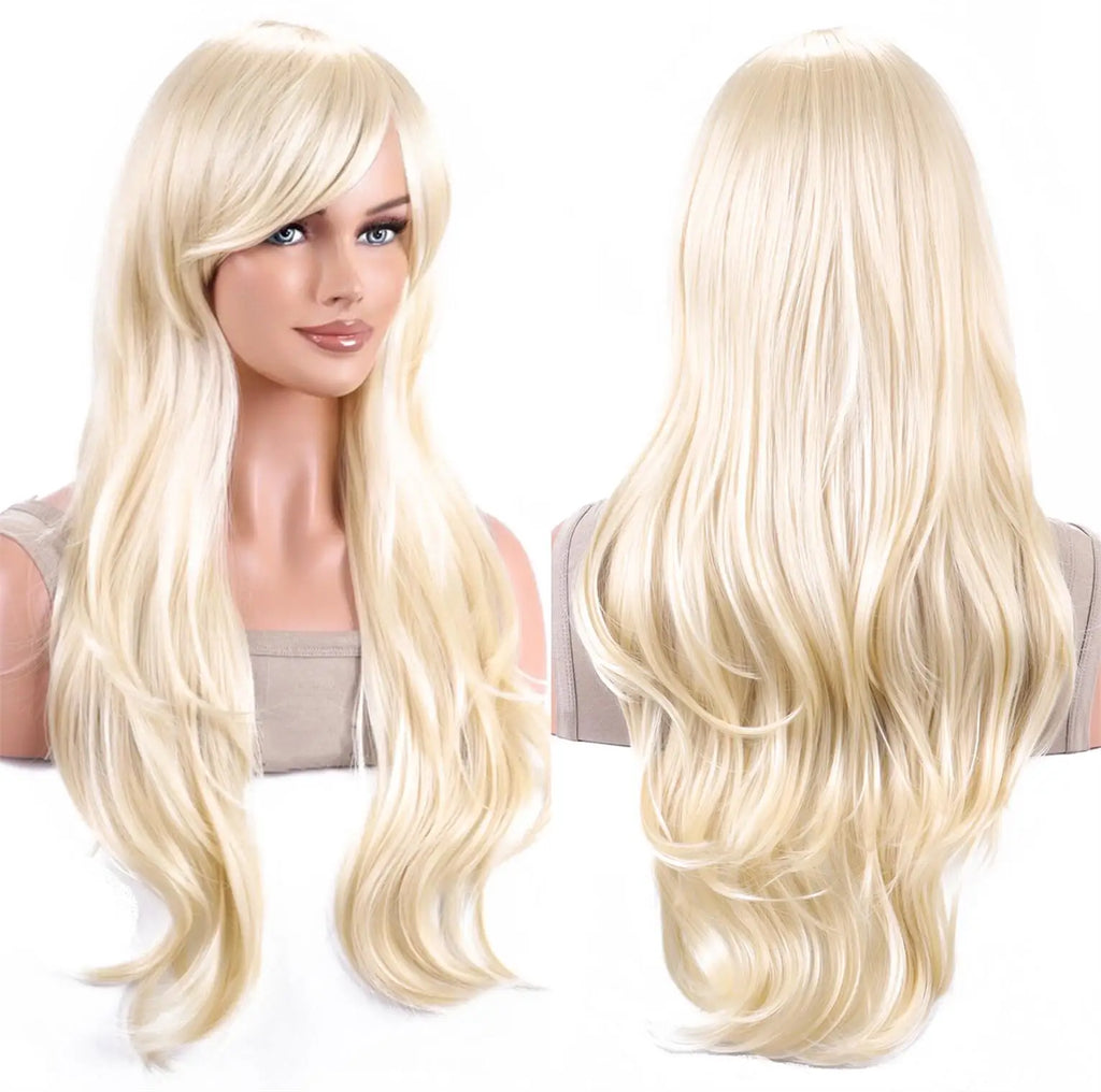 Synthetic wig, movie mermaid wig, golden long curly hair, Halloween Cosplay costume wig, women's fashionable daily wig