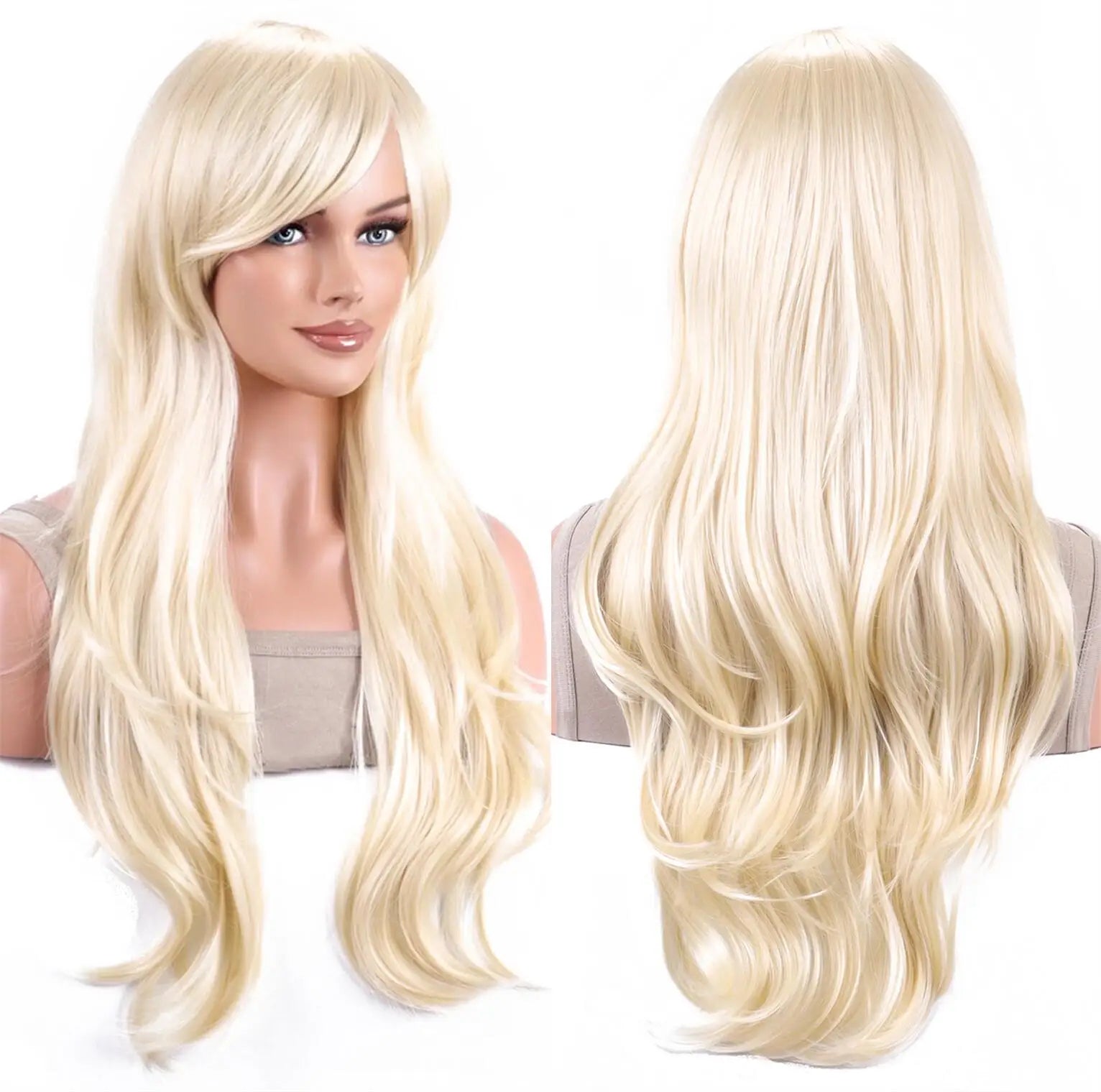 Synthetic wig, movie mermaid wig, golden long curly hair, Halloween Cosplay costume wig, women's fashionable daily wig